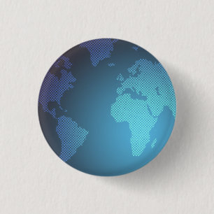 Digital Dot World Map Gradient Art 1 Inch Round Button