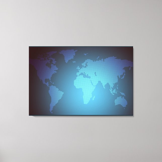 Digital Dot World Map Gradient Art Canvas Print (Front)