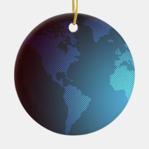 Digital Dot World Map Gradient Art Ceramic Ornament