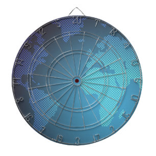 Digital Dot World Map Gradient Art Dartboard