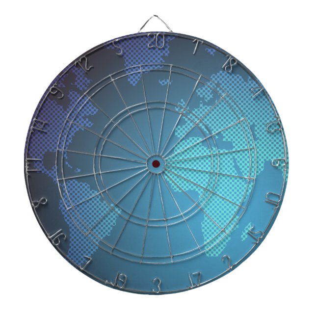Digital Dot World Map Gradient Art Dartboard (Front)