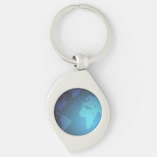 Digital Dot World Map Gradient Art Keychain