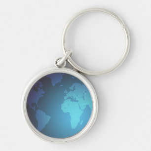 Digital Dot World Map Gradient Art Keychain