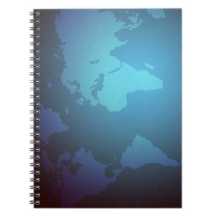 Digital Dot World Map Gradient Art Notebook