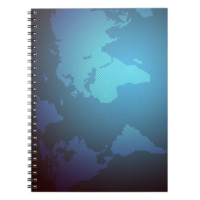 Digital Dot World Map Gradient Art Notebook (Front)