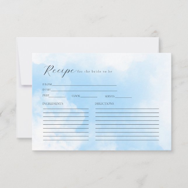 Digital Download Clouds Bridal Shower Recipe Card (Front)