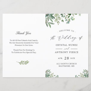 Digital Download Eucalyptus Leaves Wedding Program
