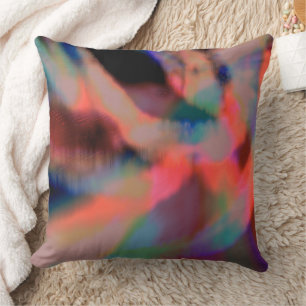 Digital drizzle over coloured stain, peach bathing throw pillow