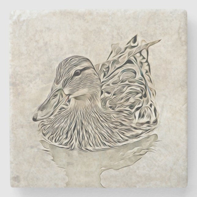 Digital Duck Art Stone Coaster (Front)