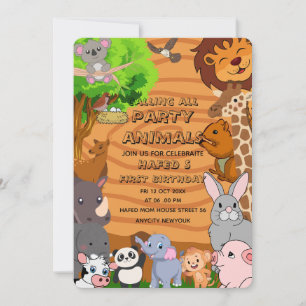 Digital Editable Calling All Party Animals Invitat Save The Date