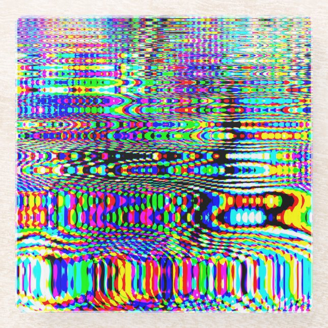 Digital Effects: Multicolor Abstract Design Glass Coaster (Front)