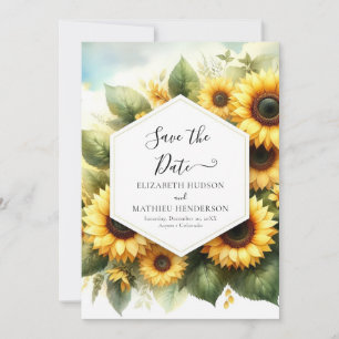 Digital Elegant Sunflower Wedding Save The Date