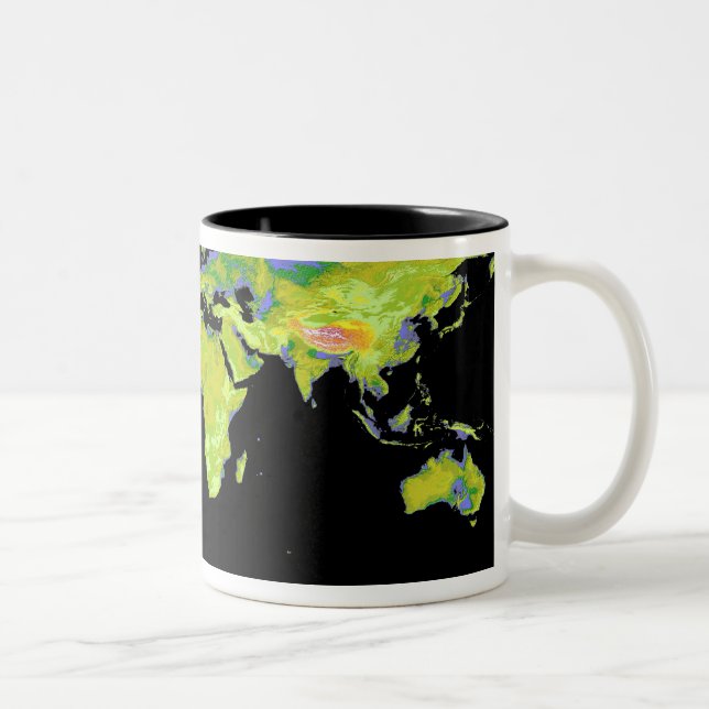 Digital elevation model of the continents on Ea Two-Tone Coffee Mug (Right)