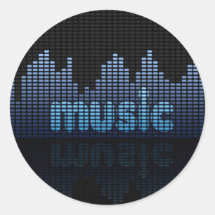 Digital Equalizer Music Wave Wall Classic Round Sticker