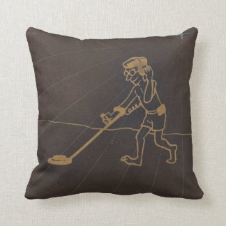 Digital Etched Art Metal Detecting Guy Throw Pillow
