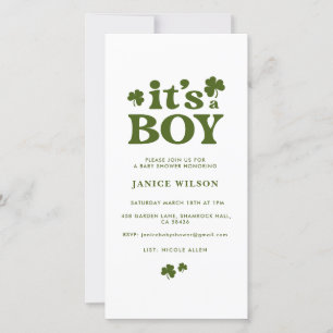 Digital Evite Its a Boy St. Patrick's Day Baby Announcement