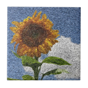 Digital Expressionism: Sunflower Tile
