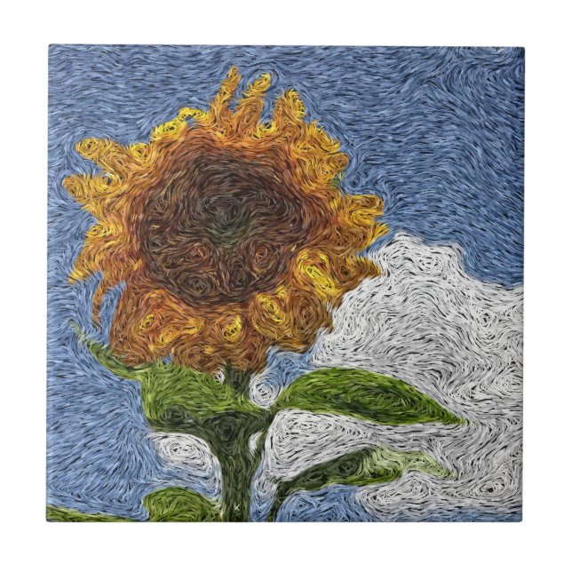 Digital Expressionism: Sunflower Tile (Front)