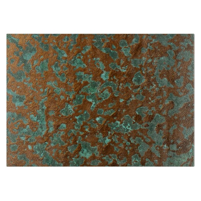 Digital Faux Copper Patina Printed Pattern Cutting Board (Front)