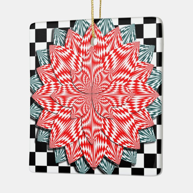 Digital Flower by Kenneth Yoncich Ceramic Ornament (Left)