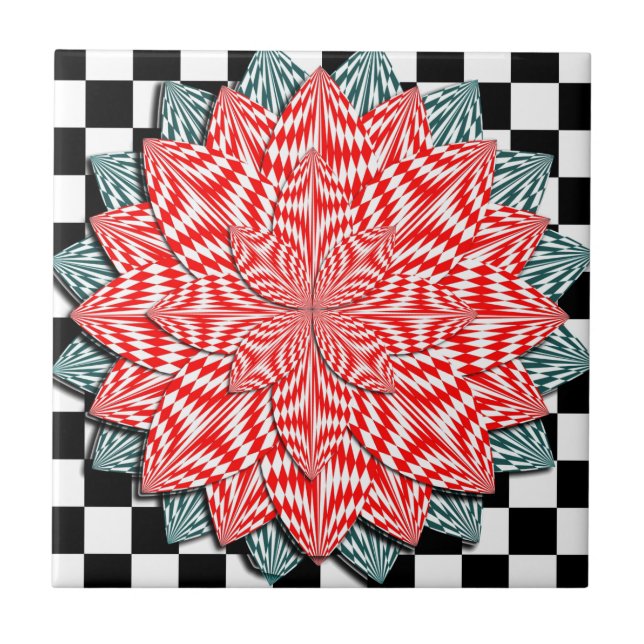 Digital Flower by Kenneth Yoncich Tile (Front)