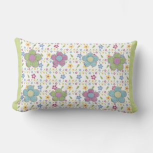 Digital Flower Pattern Multicolored Lumbar Pillow