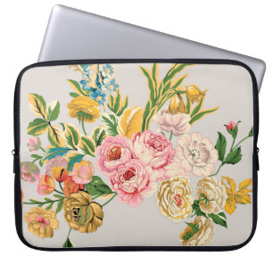 Digital Flowers watercolor illustration. Manual or Laptop Sleeve