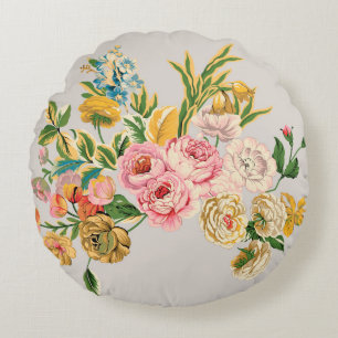 Digital Flowers watercolor illustration. Manual or Round Pillow
