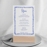 Digital French Blue Wave Wedding Menu Invitation<br><div class="desc">Hand Drawn Fun Colourful French Blue Flat Menu | Handwritten French Wedding Table  Cards Flat Menu Elegant Calligraphy Eat and Drink Wedding Menus | Simple Calligraphy Rustic Wedding Menus Wedding Menus,  Rustic Wedding Menu,  Floral Wedidng Menu,  Wedding Table Menu</div>