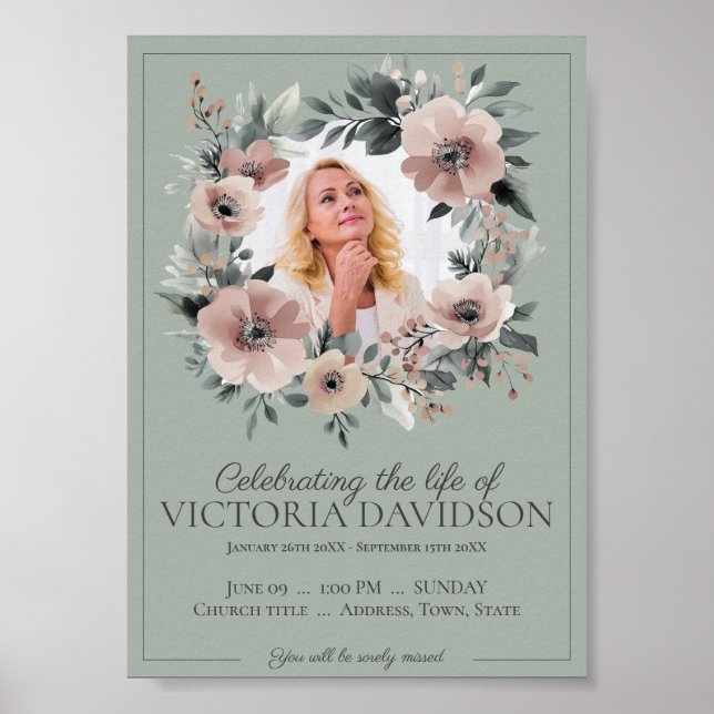 Digital Funeral Announcement Instant Download Poster (Front)