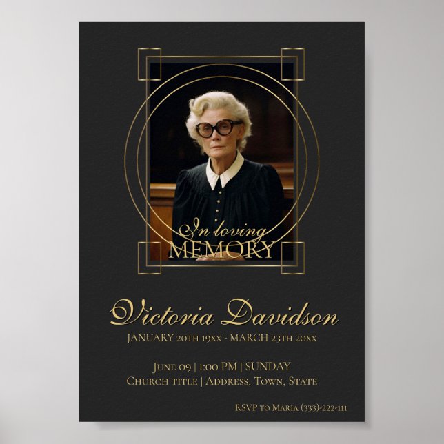 Digital Funeral Announcement Post Dark Grey Poster (Front)