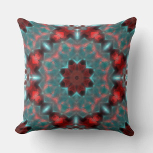Digital gear hammered glass red and cyan style throw pillow