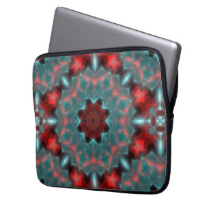 Digital gear hammered glass red and cyanish style laptop sleeve