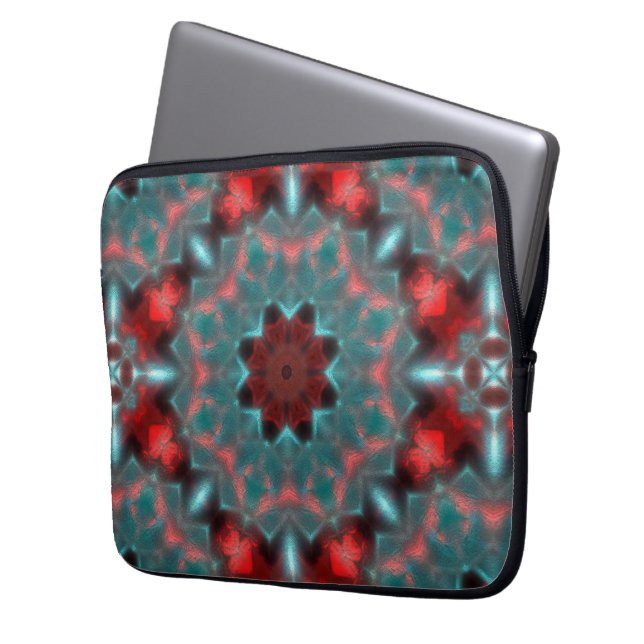 Digital gear hammered glass red and cyanish style laptop sleeve (Front Left)