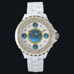 DIGITAL GEM STONE gold blue sapphire Watch<br><div class="desc">Elegant , classy and unique design with a vibrant 3D gem stone -Digital printing design by BALDESIGN3D (c)</div>