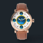 DIGITAL GEM STONE gold blue sapphire Watch<br><div class="desc">Elegant , classy and unique design with a vibrant 3D gem stone -Digital printing design by BALDESIGN3D (c)</div>