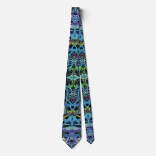 Digital geometric abstract in blue. tie
