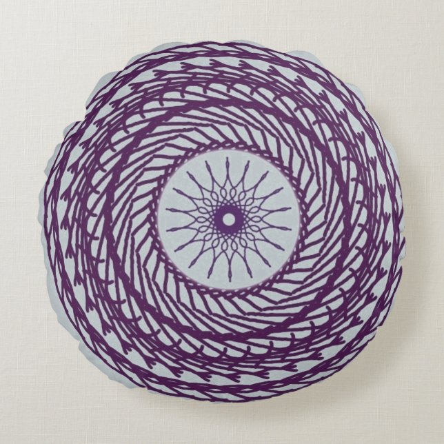 Digital geometrical shape pattern round pillow (Front)