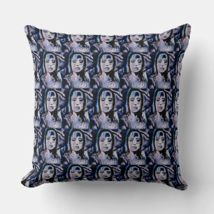 Digital Girl Throw Pillow