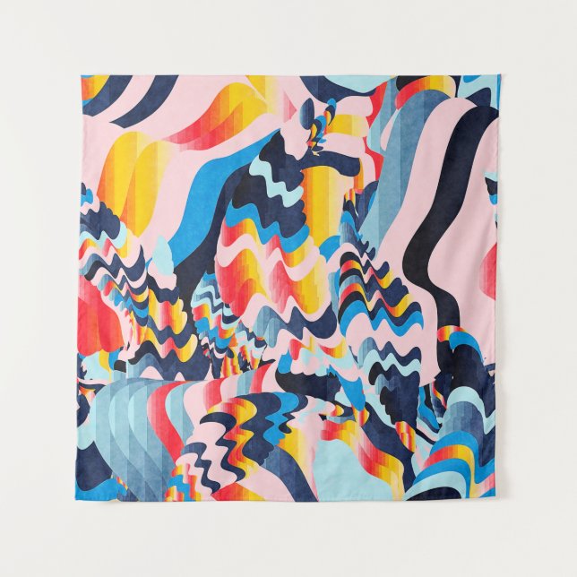 digital glitch art background tapestry (Front)