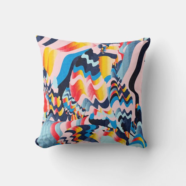 digital glitch art background throw pillow (Front)