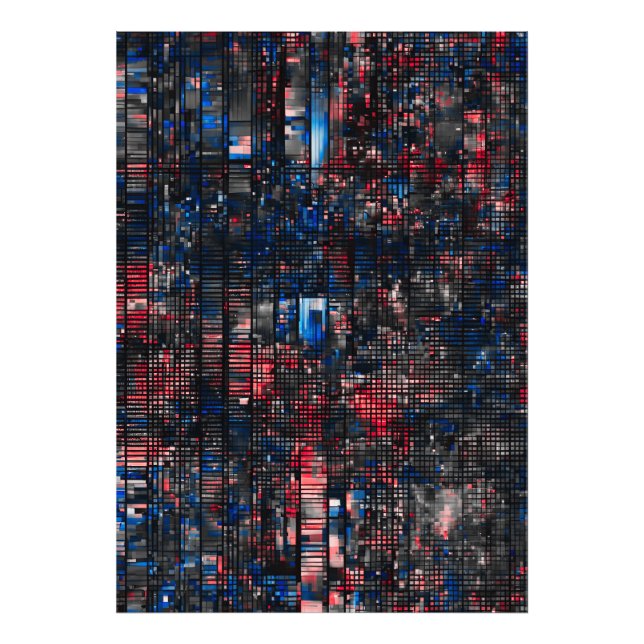 Digital Glitch Matrix Red and Blue Abstract Photo Print (Front)