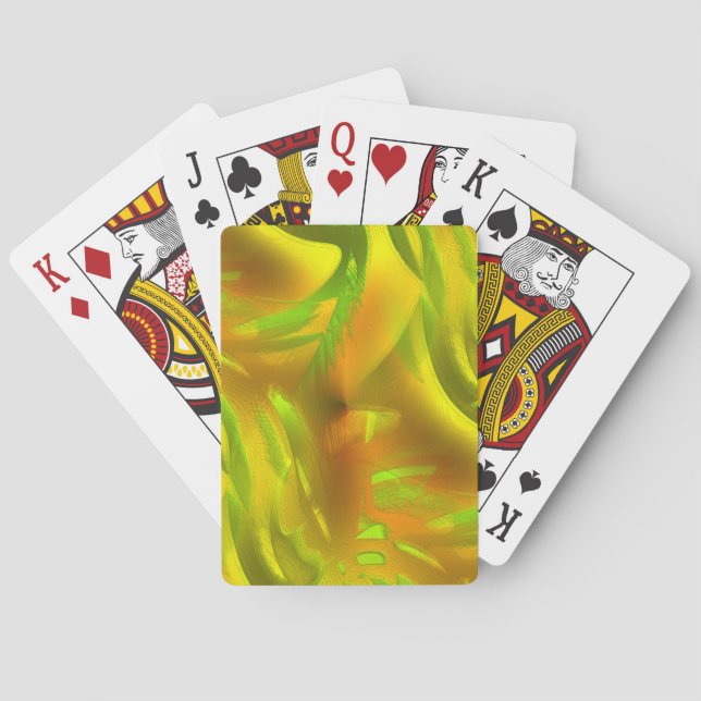 Digital green orange peel on yellow rough texture  playing cards (Back)