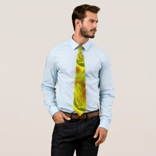 Digital green orange peel on yellow rough texture tie