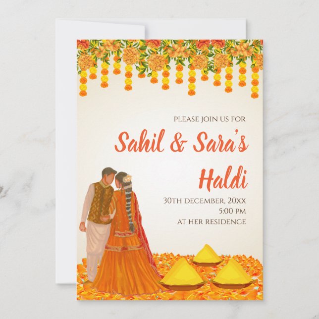 Digital Haldi invites & Wedding Haldi invitations (Front)