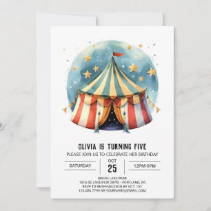 Digital Happy Celebration Circus Birthday Invitation