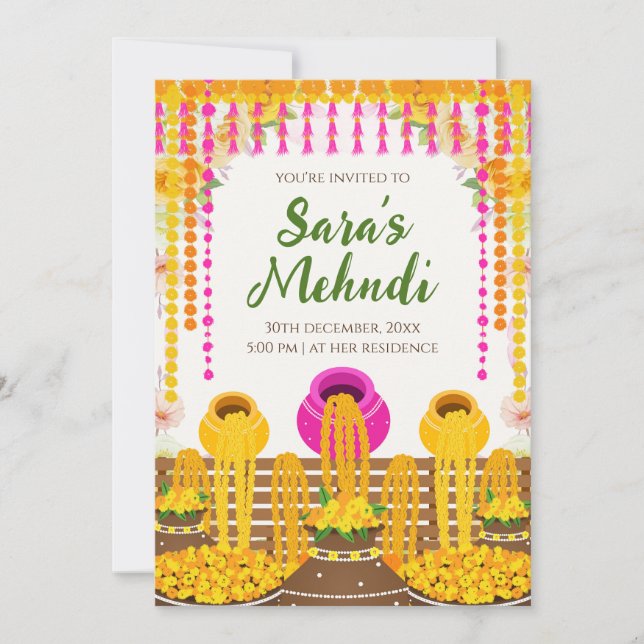 Digital Henna Party invitations & Haldi invite (Front)