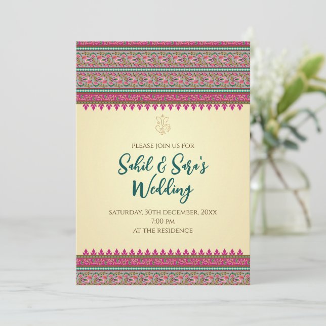 Digital Hindu invitation as Indian Wedding invite (Standing Front)