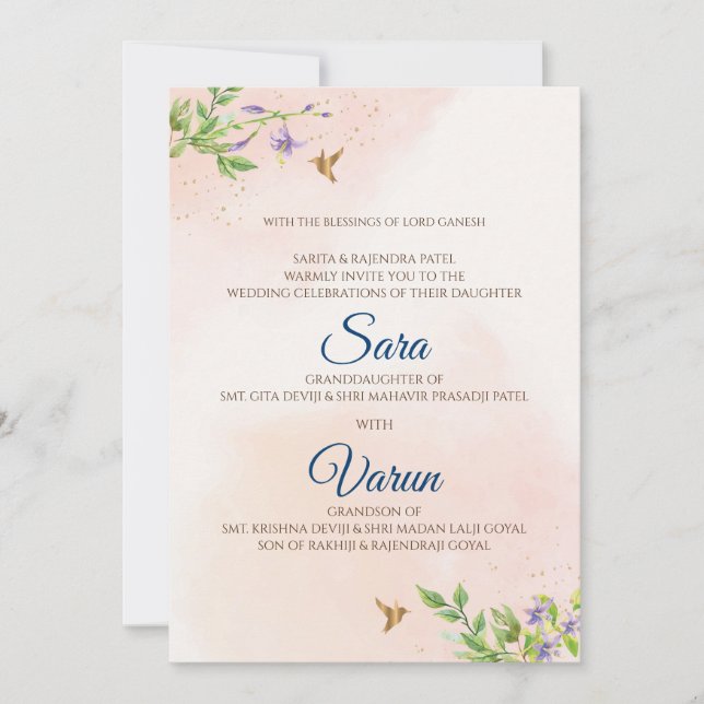 Digital Hindu Wedding card Indian wedding card (Front)