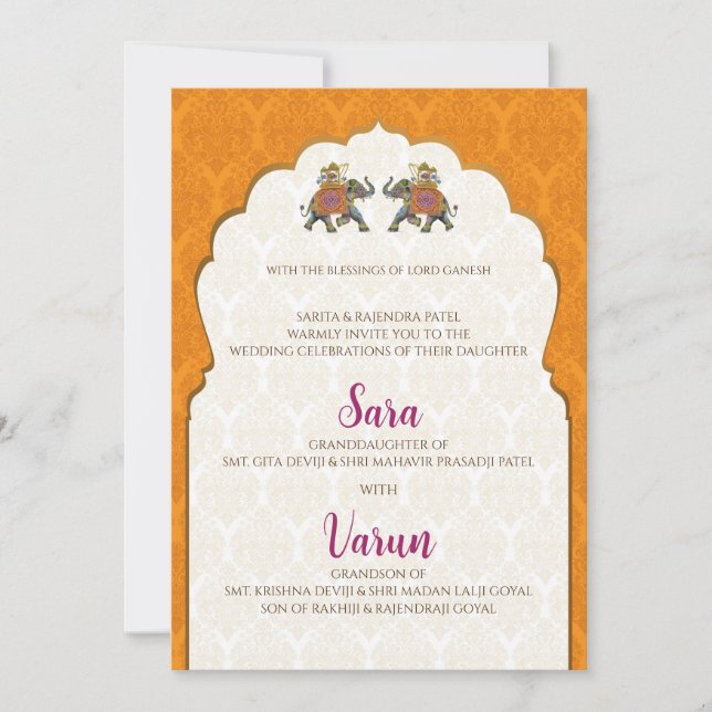 Digital Hindu Wedding card Indian wedding card (Front)